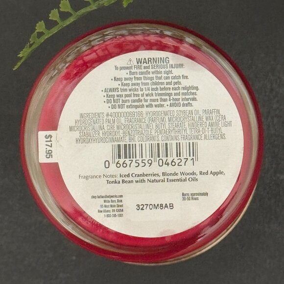 BBW Frosted Cranberry White Barn Bath & Body Works Single Wick Candle - Picture 10 of 10